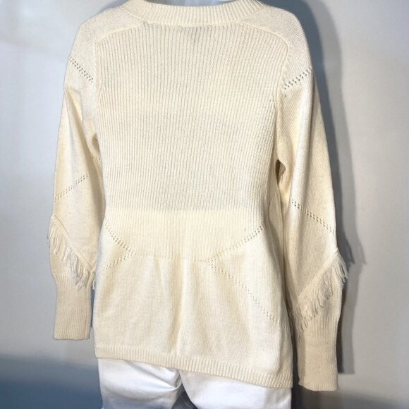 Lane Bryant SZ 14/16 Cream Longline Sweater Fringe Western Southwestern Boho - Picture 5 of 11